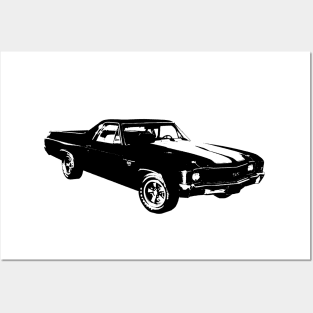 1971 El Camino SS B&W Posters and Art